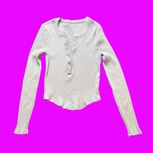 Ribbed Long Sleeve Henley Lavender Top Women’s Size S
Free People
